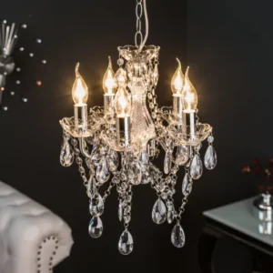 Eleganter Kronleuchter DIAMONDS S 40cm silber Acryl 5-armig Barock Design