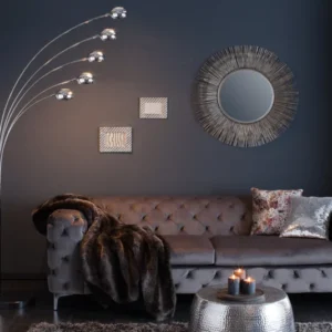 FIVE LIGHTS Design Bogenlampe 205cm chrom Stehlampe mit schwarzem Marmorfuß