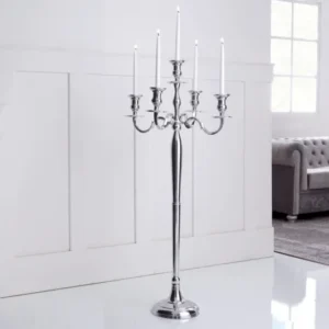 Kerzenständer MODERN BAROCK silber 5-armig Lüster Aluminium poliert Kerzenhalter