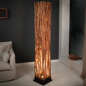 Handgefertigte Stehlampe NATURE ART 173cm aus Longan-Massivholz