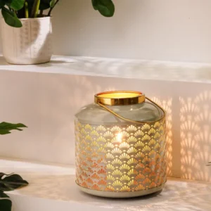 Deko Windlicht CANDLELIGHT 20cm pastell-grün Metall handmade Laterne