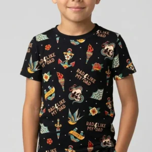 Rad Dad Society Daddy & Me Matching Bamboo Two Piece Short Sleeve Shorts Pajama Set