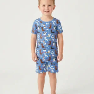 Dapper Dogs Bamboo Two Piece Short Sleeve Shorts Pajama Set