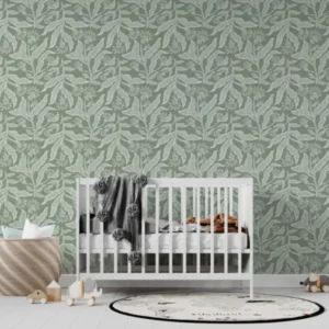MUNKS & ME - Papier Peint Chambre Enfant à Motif Répété - Elodies Thistle - Sauge
