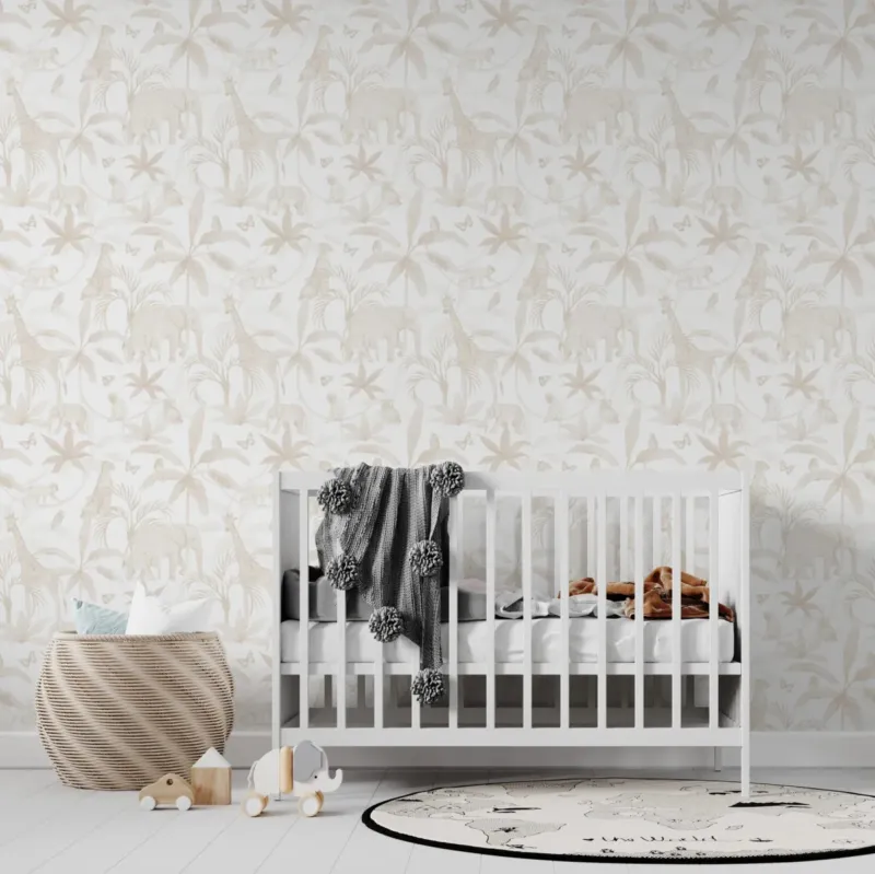 MUNKS & ME - Papier Peint Chambre Enfant à Motif Répété - Safari Africain | Neutre