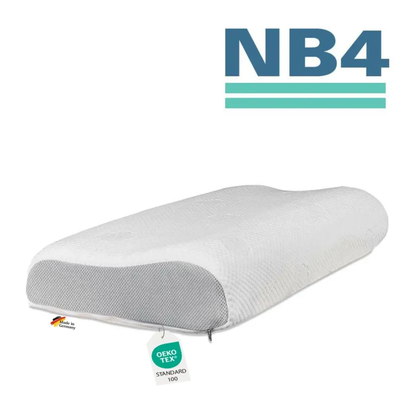 ein orthopaedisches nackenstuetzkissen mit oekotex Label hergestellt von dormabell