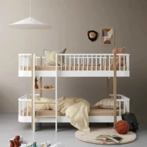 OLIVER FURNITURE - Lit Superposé Mi - haut Wood Original, Blanc/Chêne