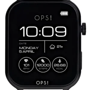 Unisex-Smartwatch mit schwarzem AMOLED-Display und dunkelgrauem Mesharmband