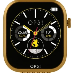 Unisex-Smartwatch: goldfarbenes Mesharmband, schwarzes Display
