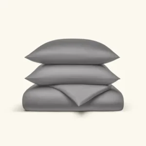 Perkal Bettwäsche Set Dunkelgrau 135x200 cm 80x80 cm
