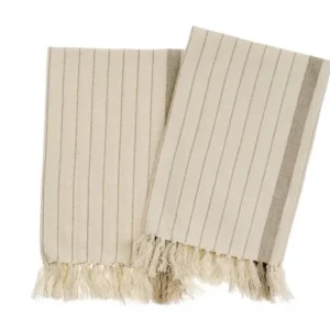 Pinstripe Hammam Hand Towels 2 - Stone