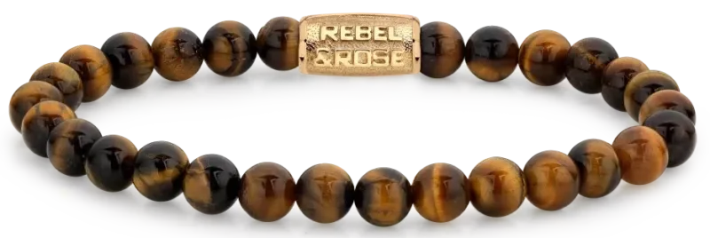 Armband mit Tigerauge-Natursteinperlen und goldfarbenem Edelstahlverschluss