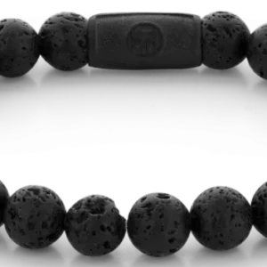 Armband mit schwarzen Perlen und schwarzem Stahlverschluss