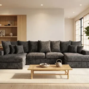 Designer Sofa Selena U mit Schlaffunktion in Strukturstoff