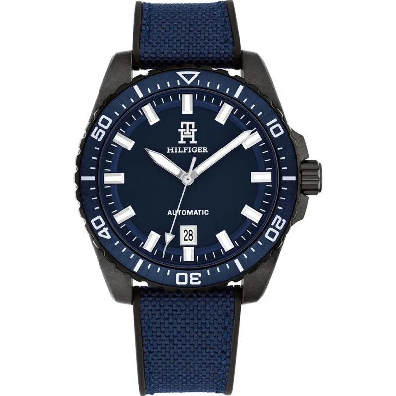 Tommy Hilfiger Damenarmbanduhr mit blauem Zifferblatt und dunkelblauem Textilband