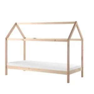 VIPACK - Lit Cabane DALLAS 90x200cm Naturel Avec Matelas