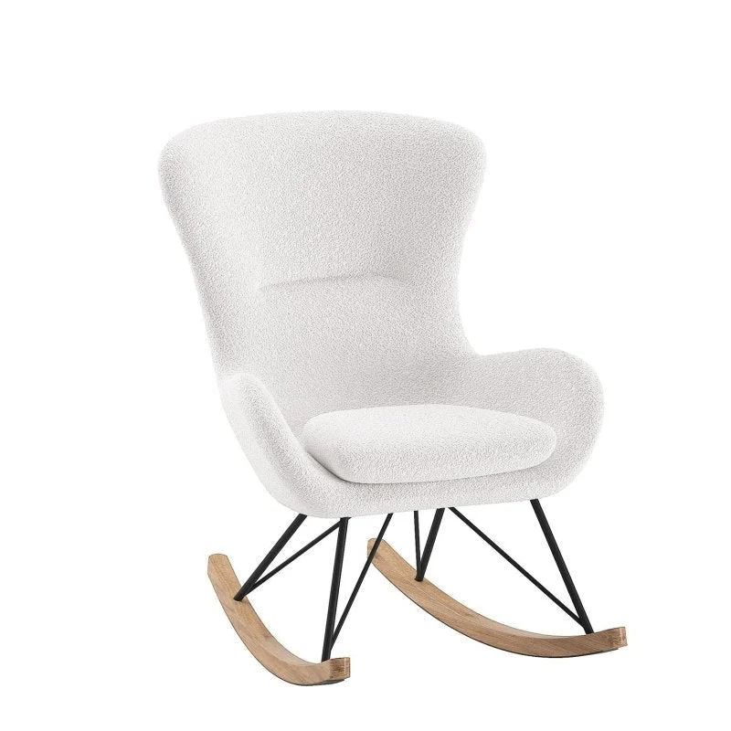 VIPACK - Chaise À Bascule Maxi ROCKY Bouclé Blanc