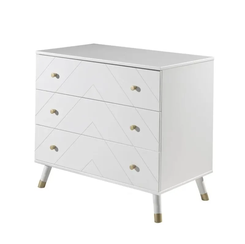 VIPACK - Commode BILLY 3 Tiroirs Blanc Satiné