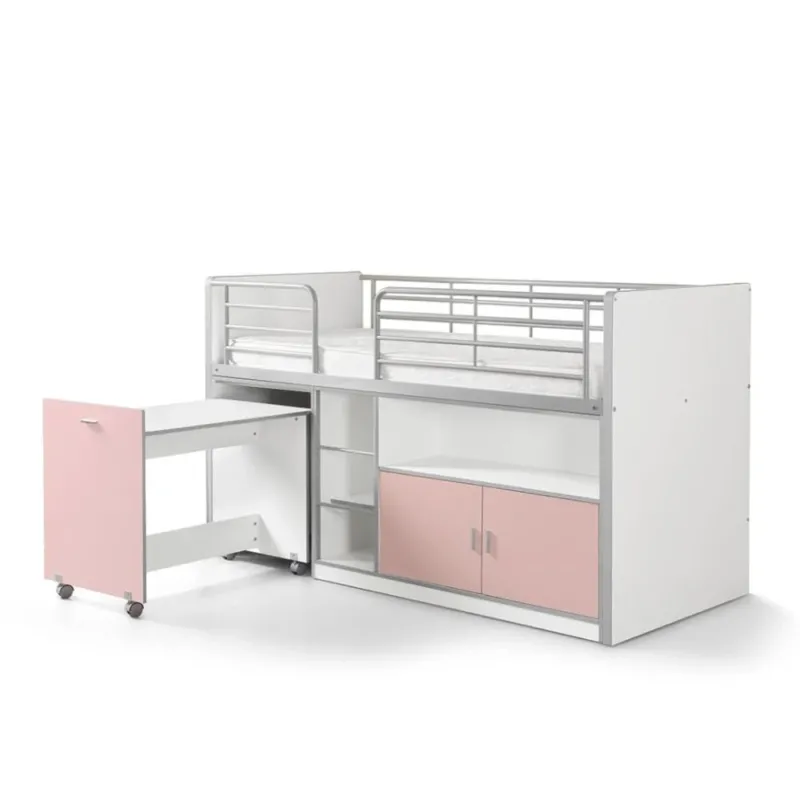 VIPACK - Lit Mi - Hauteur (91) 90x200cm BONNY Rose Claire
