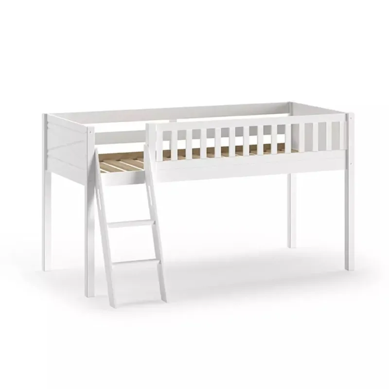 VIPACK - Lit Mezzanine Mi - Hauteur (H 115CM) SCOTT Avec Échelle 90 X 200 cm Blanc